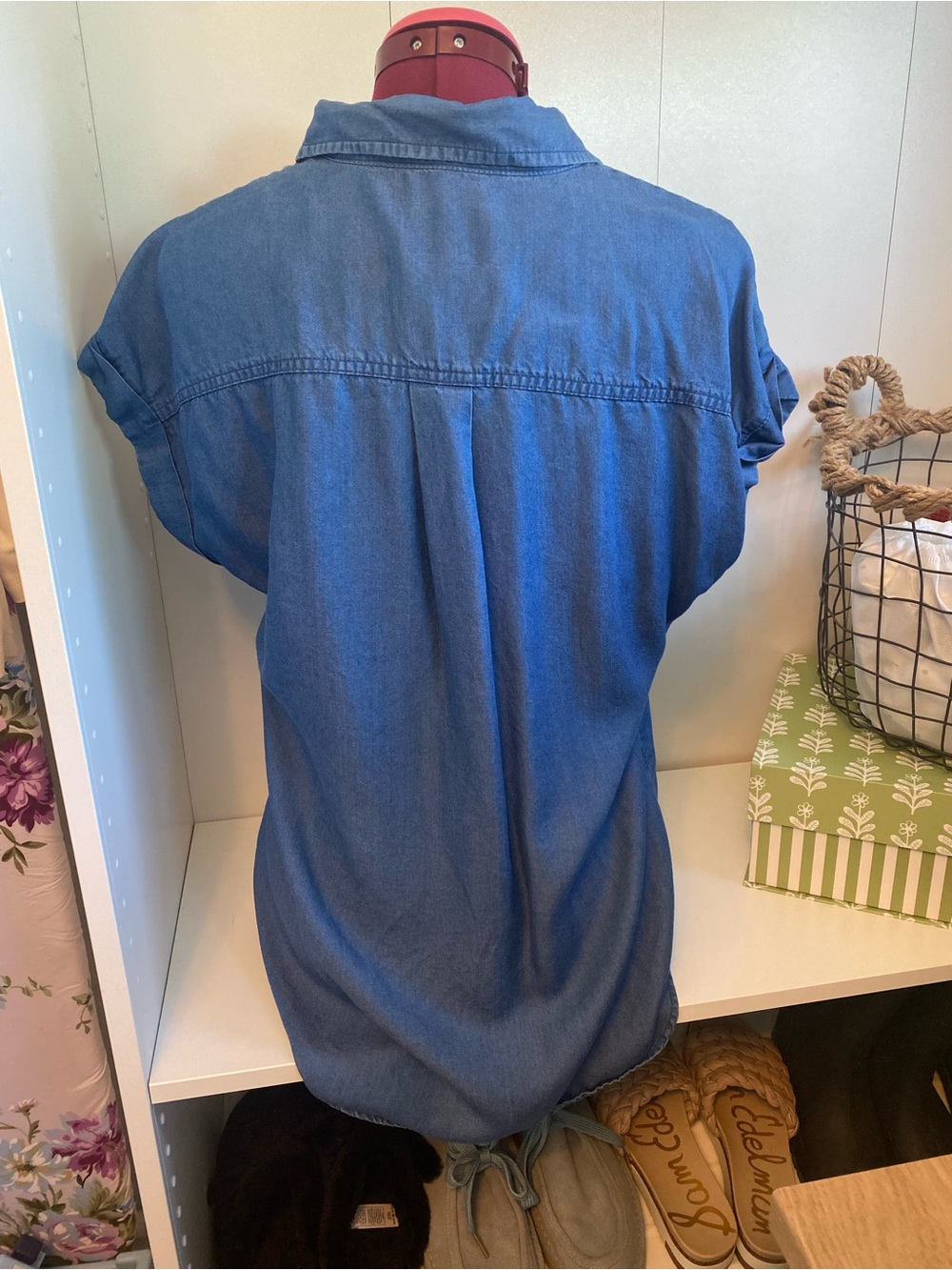 Relaxed Blue Denim Button-Down Shirt - Picture 2 of 5